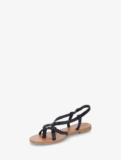 Nu-pieds croisés à tresses - Noir - 3