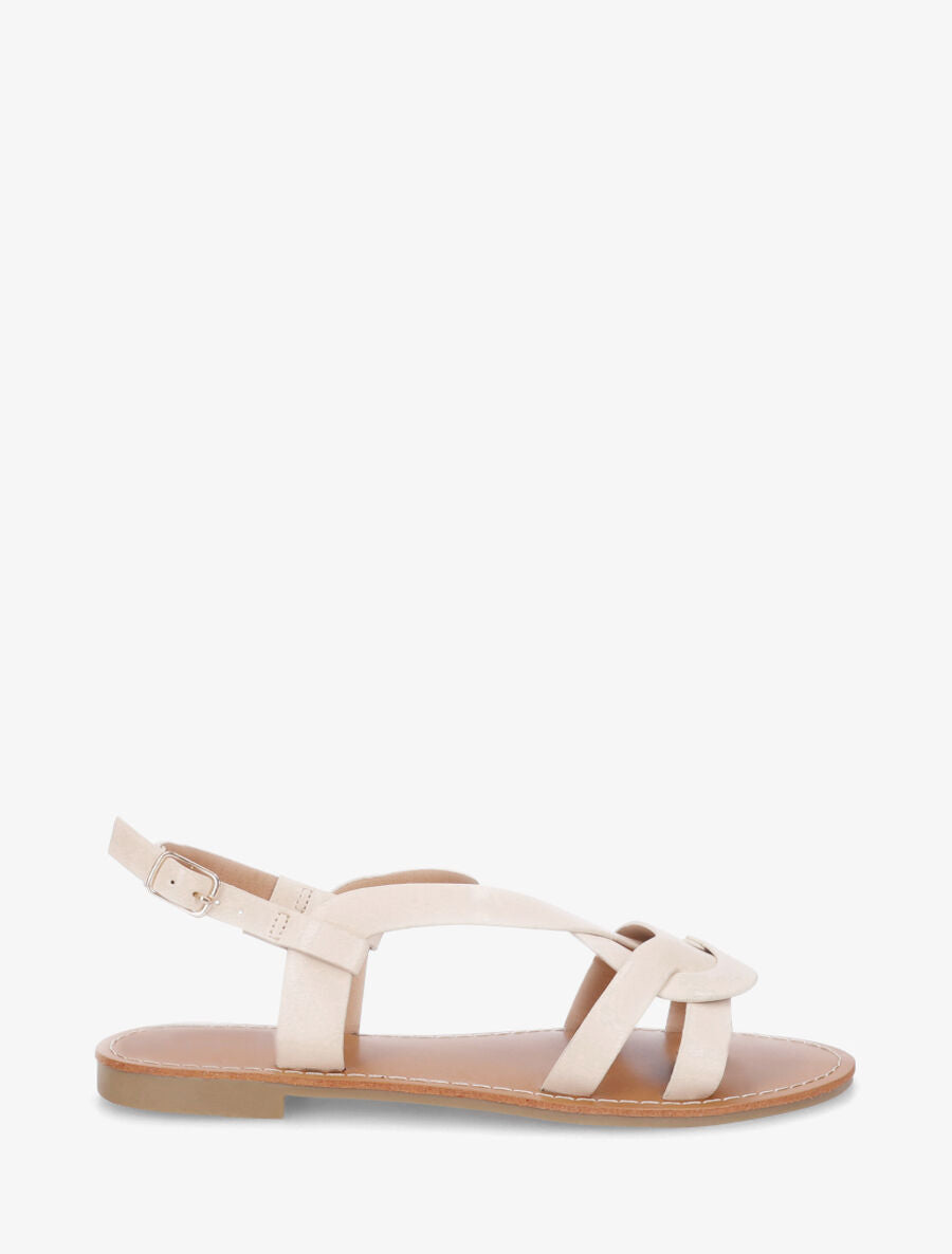 Nu-pieds entrelacés en simili - Beige - 1