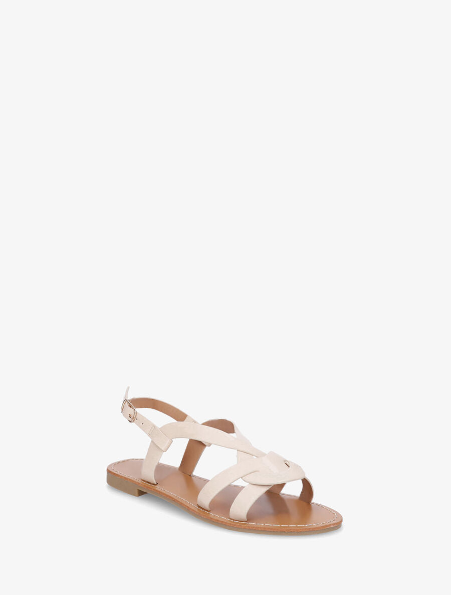 Nu-pieds entrelacés en simili - Beige - 2