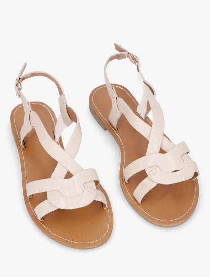 Nu-pieds entrelacés en simili - Beige - 4