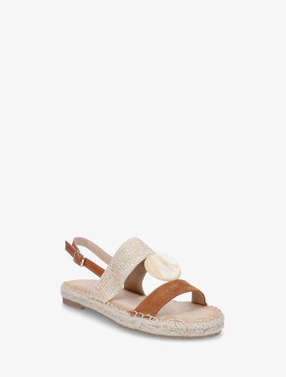 Nu-pieds bi-matière à bijou marbré - Camel - 2