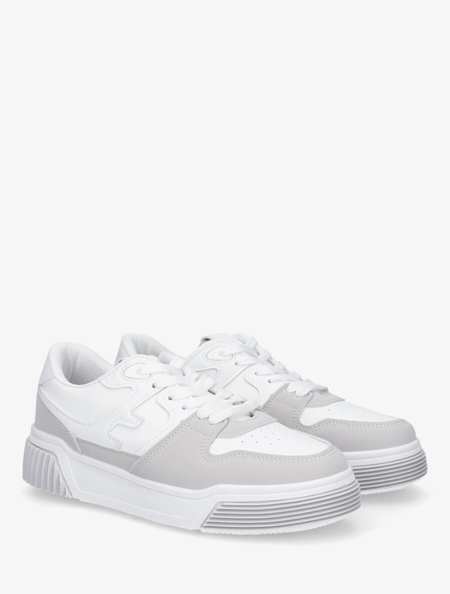 Baskets casual en simili - Gris clair - 4