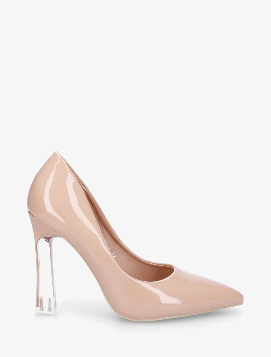 Escarpins pointus à talon aiguille en plexiglass - Nude - 1