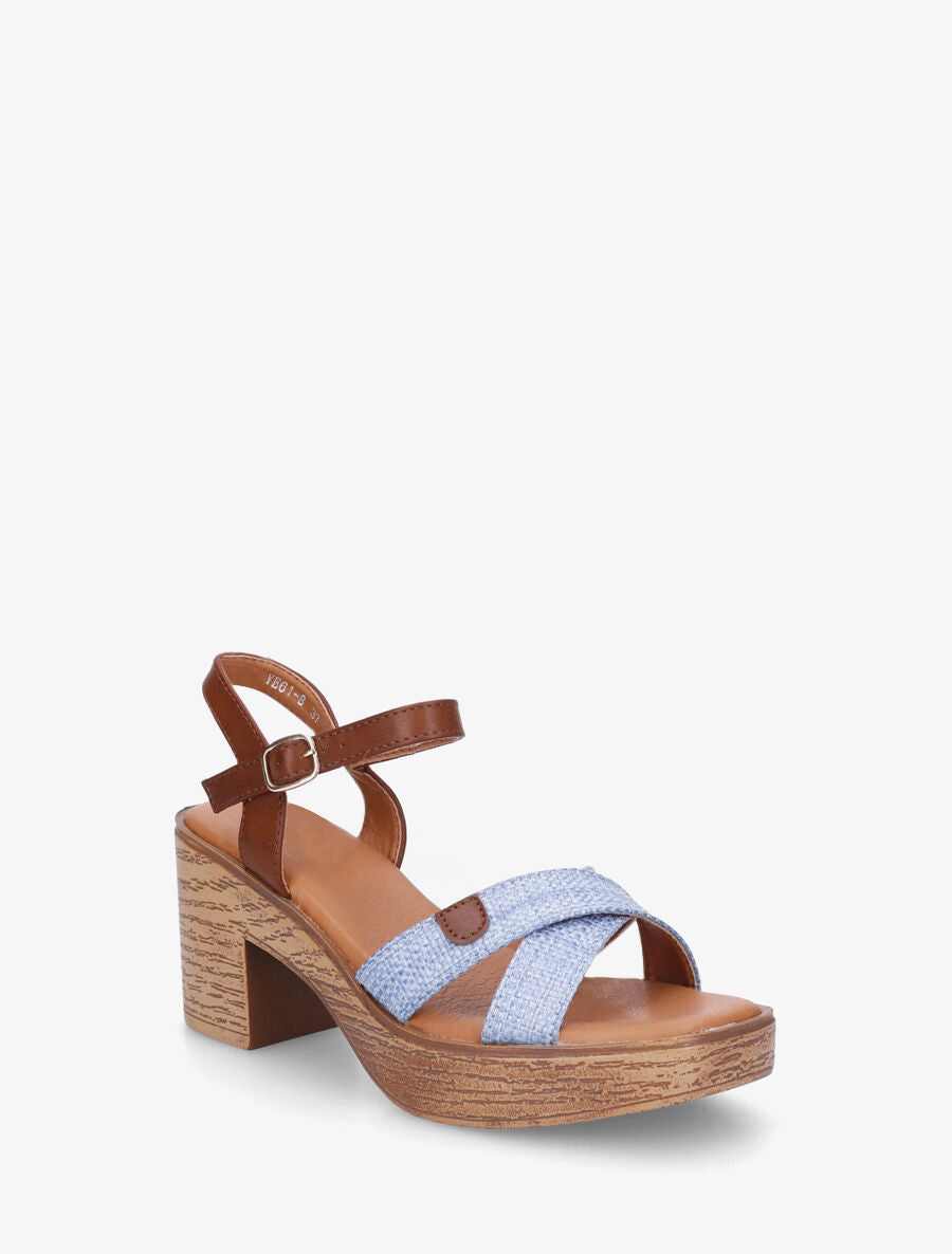 Sandales à talon et brides croisées - Bleu - 2