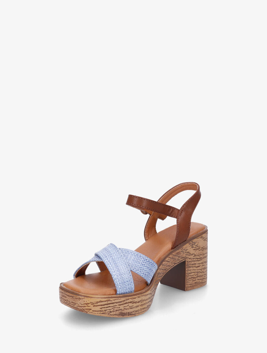Sandales à talon et brides croisées - Bleu - 3