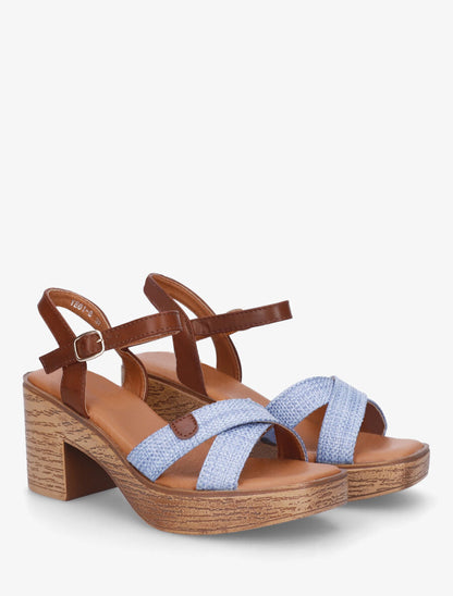 Sandales à talon et brides croisées - Bleu - 4