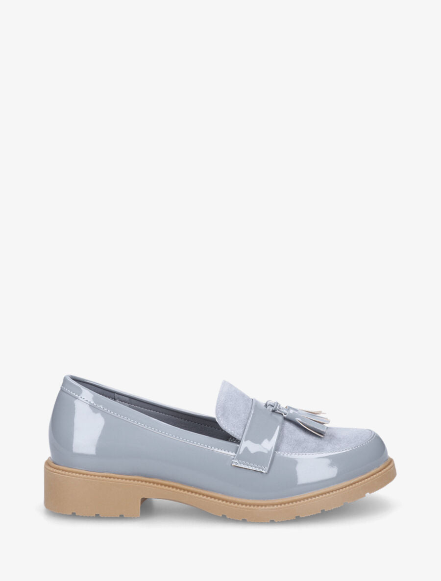 Mocassins bi-matière à pompon - Bleu ciel - 5