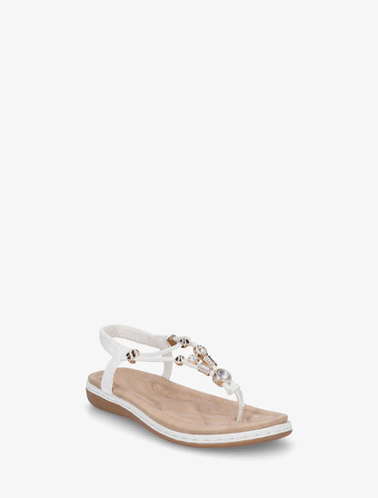 Nu-pieds à cheville élastiquée et bijoux - Blanc - 2
