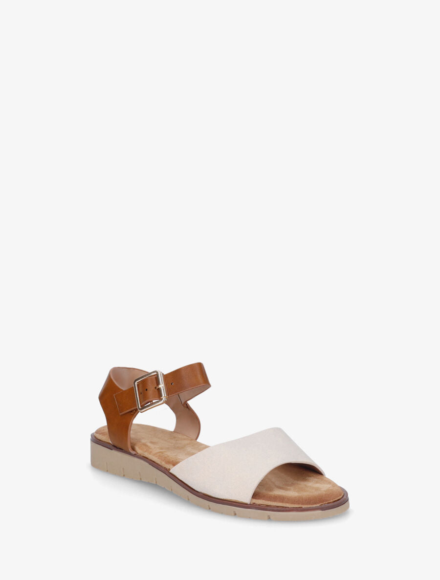 Nu-pieds basiques bi-matière - Beige - 2