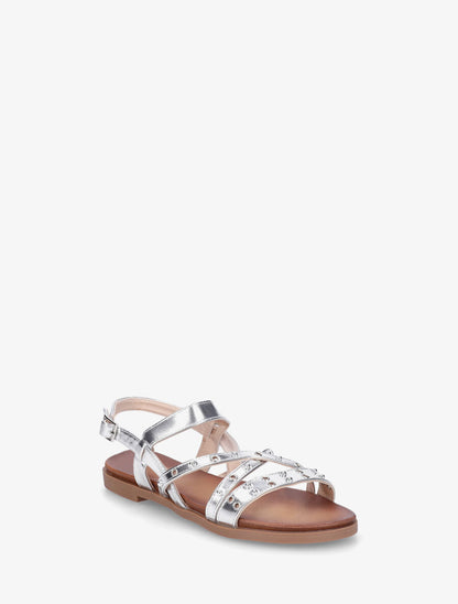 Nu-pieds cloutés en simili nacré - Argent - 2
