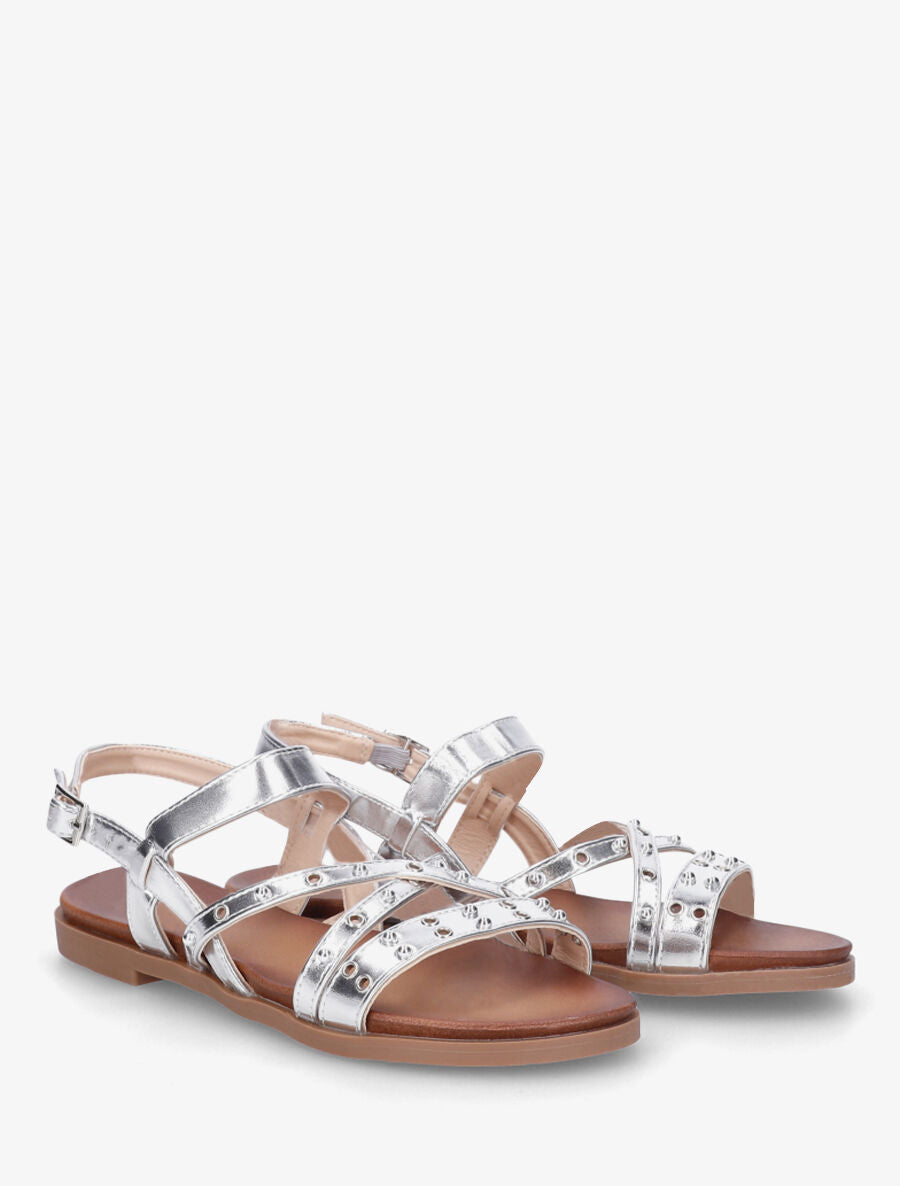 Nu-pieds cloutés en simili nacré - Argent - 4