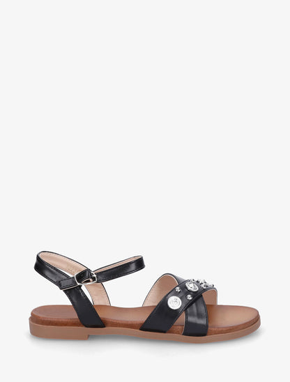 Nu-pieds à brides cloutées et bijoux - Noir - 5
