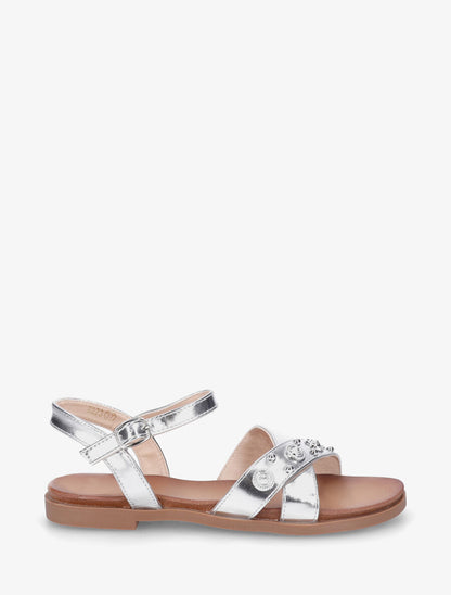 Nu-pieds à brides cloutées et bijoux - Argent - 1