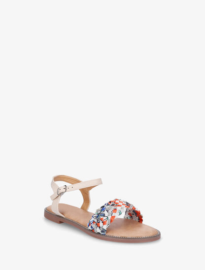 Nu-pieds à brides à foulard fantaisie et strass - Beige - 2
