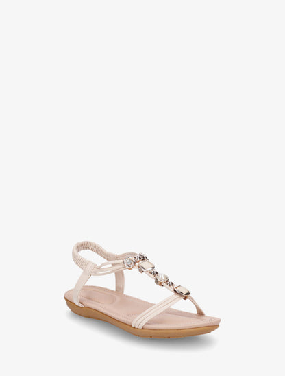 Nu-pieds à empiècement bijoux - Beige - 2