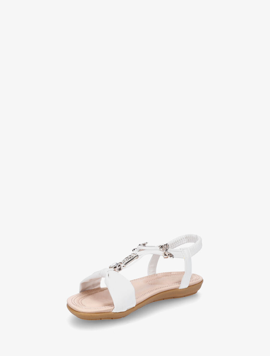 Nu-pieds bride à noeud et bijoux - Blanc - 3