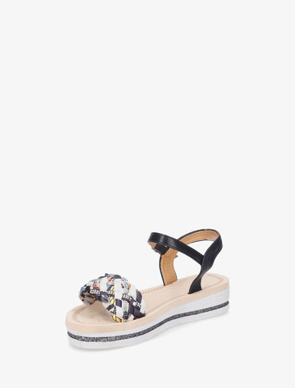 Nu-pieds à bride tressée et strass - Noir - 3