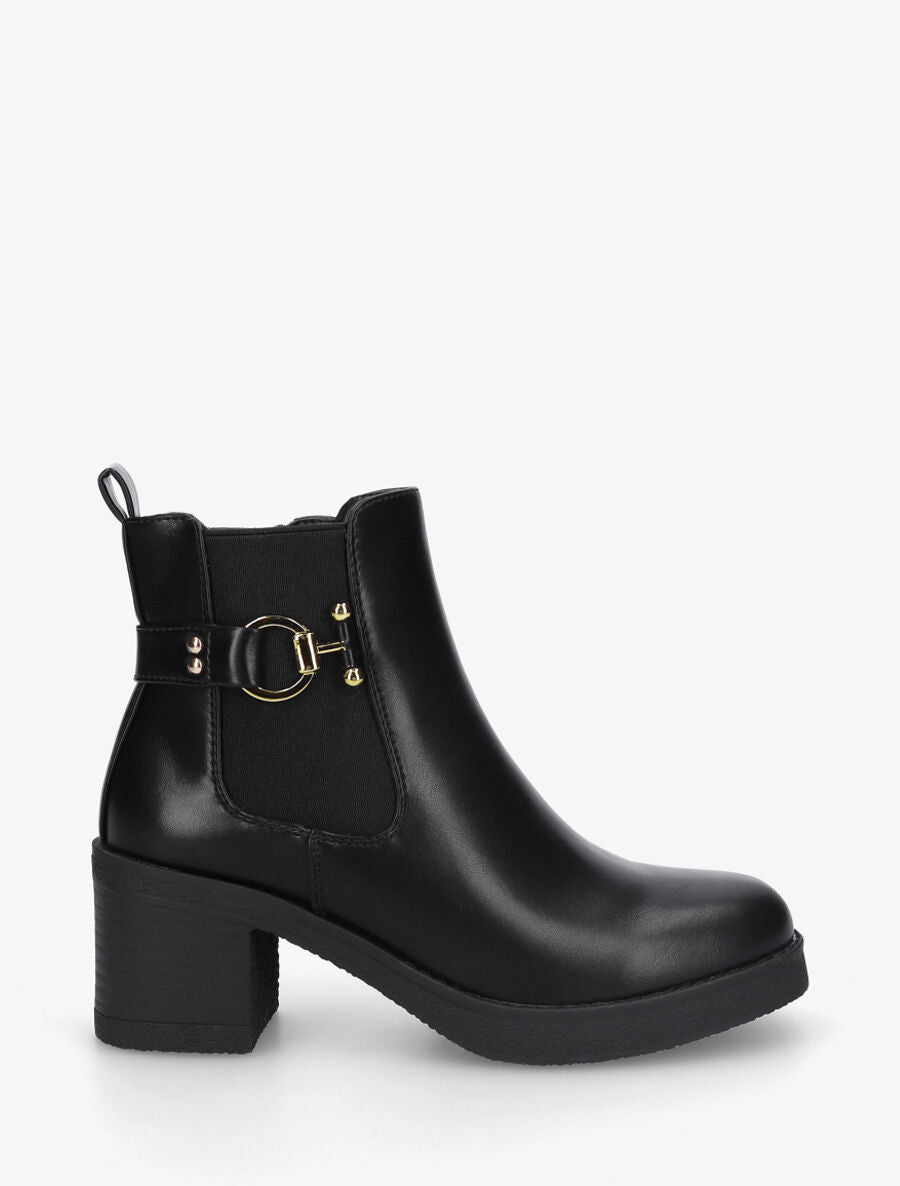 Bottines en simili à ceinturon - Noir - 5