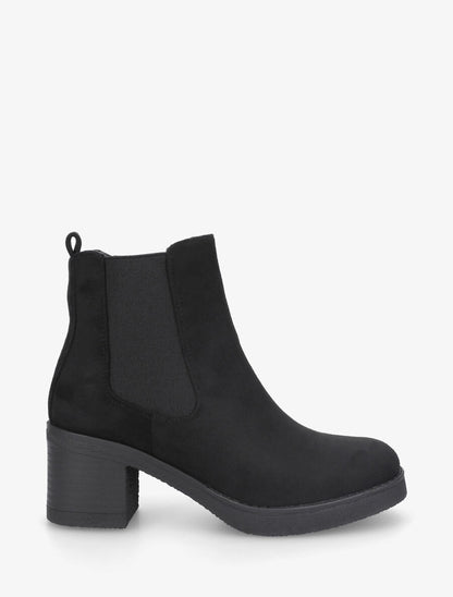 Bottines en suédine à talon - Noir - 5