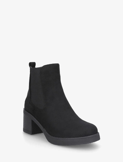 Bottines en suédine à talon - Noir - 2