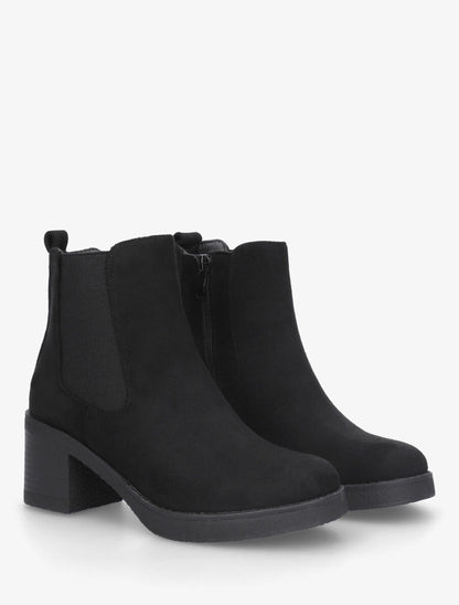 Bottines en suédine à talon - Noir - 4