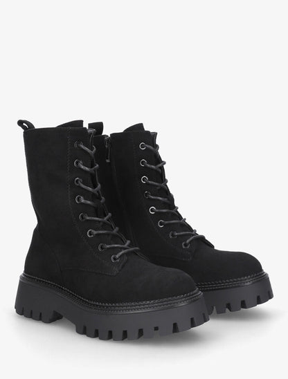 Bottines en suédine style rangers - Noir - 4