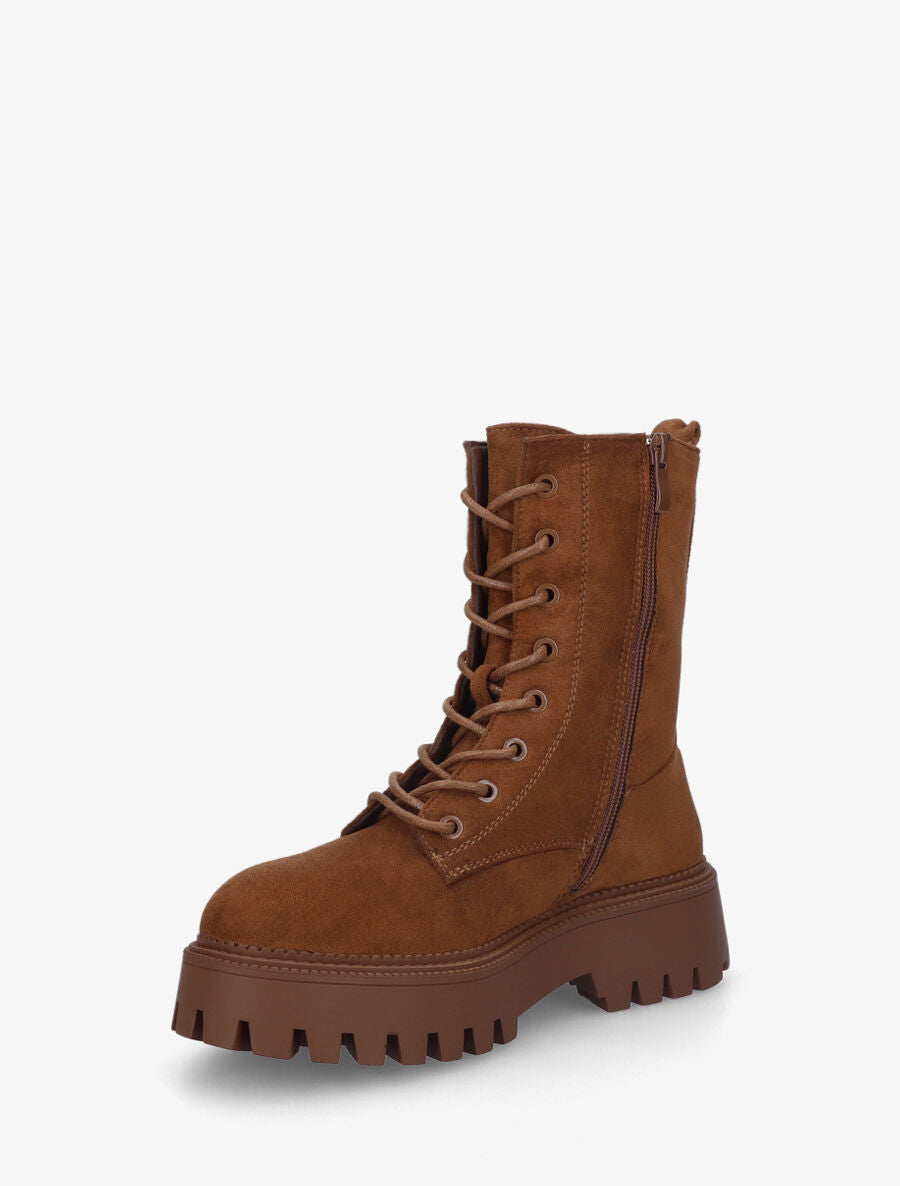 Bottines en suédine style rangers - Camel - 3