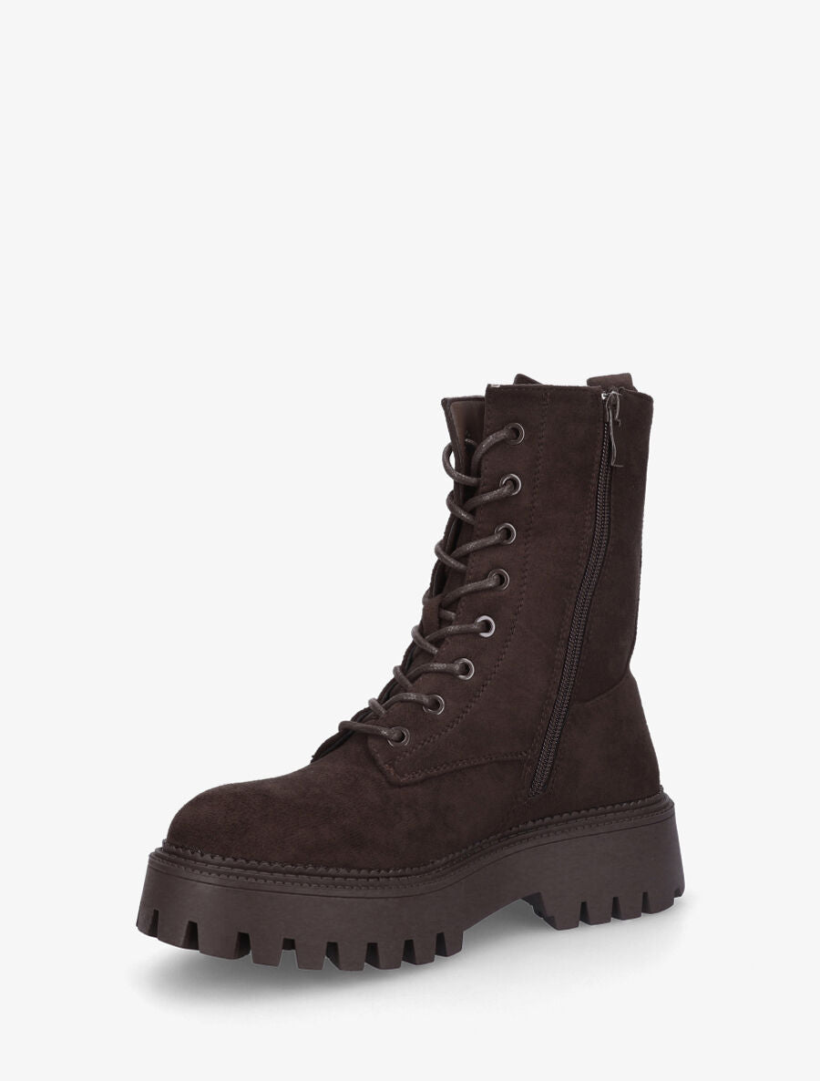 Bottines en suédine style rangers - Chocolat - 3