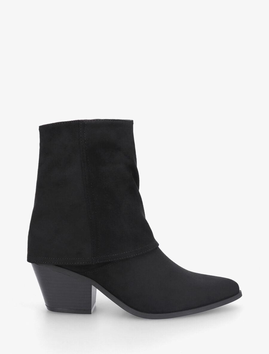 Bottines en suédine à revers - Noir - 1