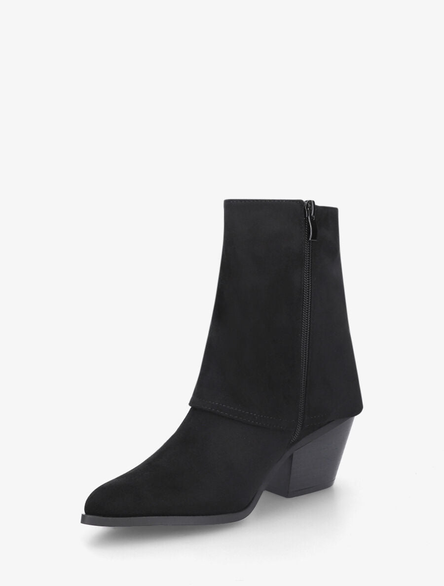 Bottines en suédine à revers - Noir - 3