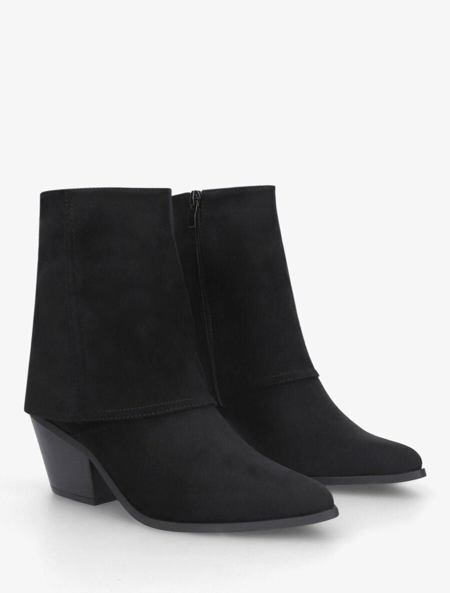 Bottines en suédine à revers - Noir - 4