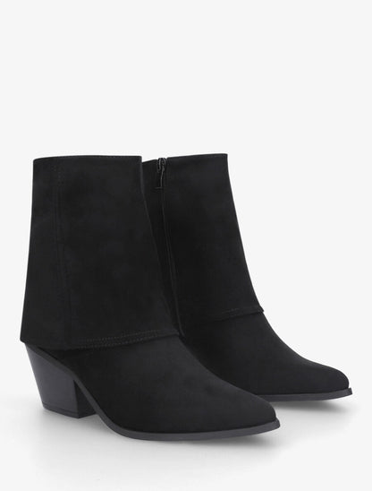 Bottines en suédine à revers - Noir - 4