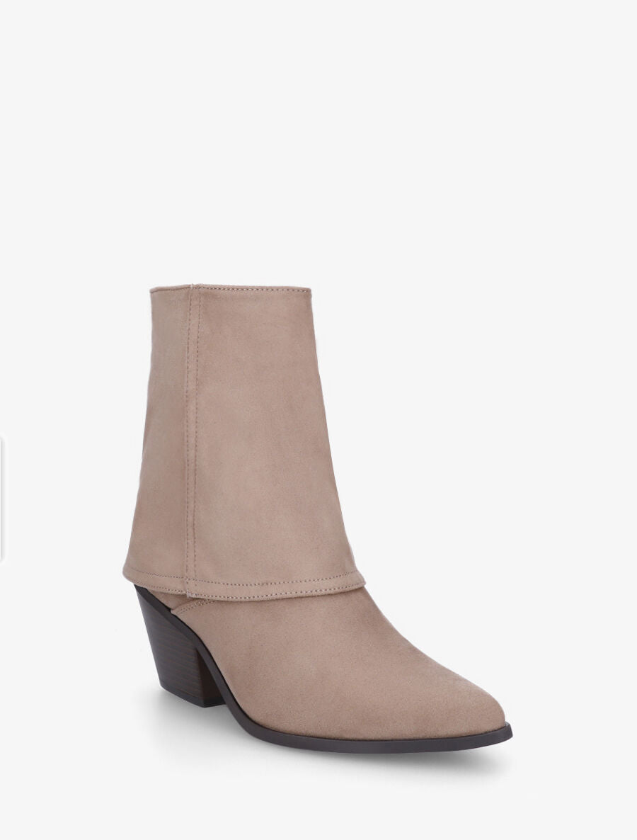 Bottines en suédine à revers - Taupe - 2
