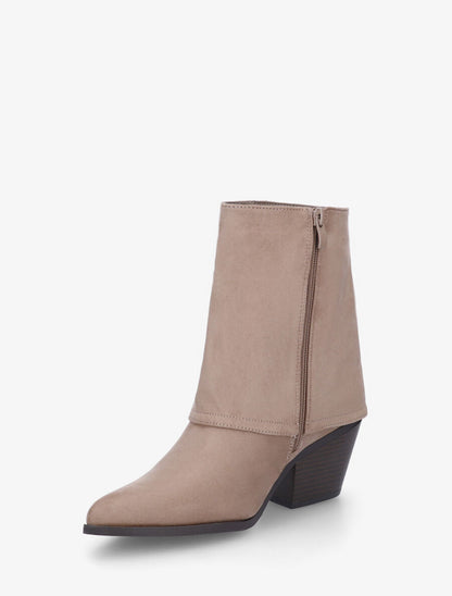 Bottines en suédine à revers - Taupe - 3