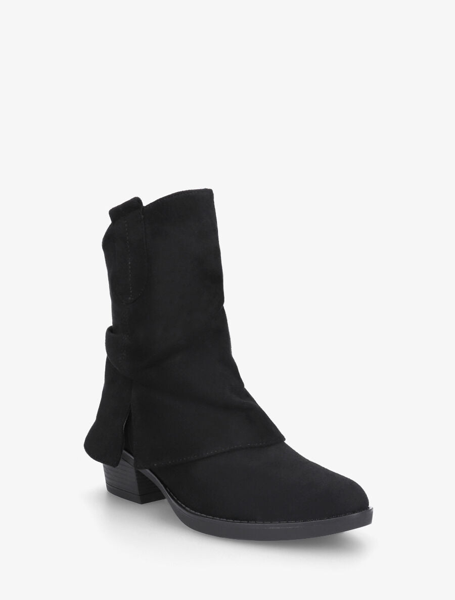 Bottines en suédine à revers et fente - Noir - 2