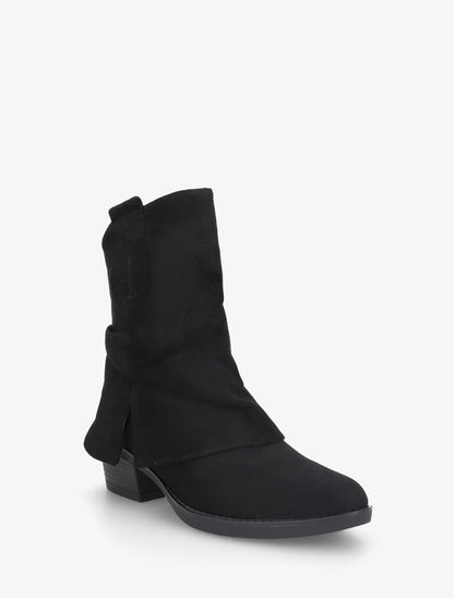 Bottines en suédine à revers et fente - Noir - 2