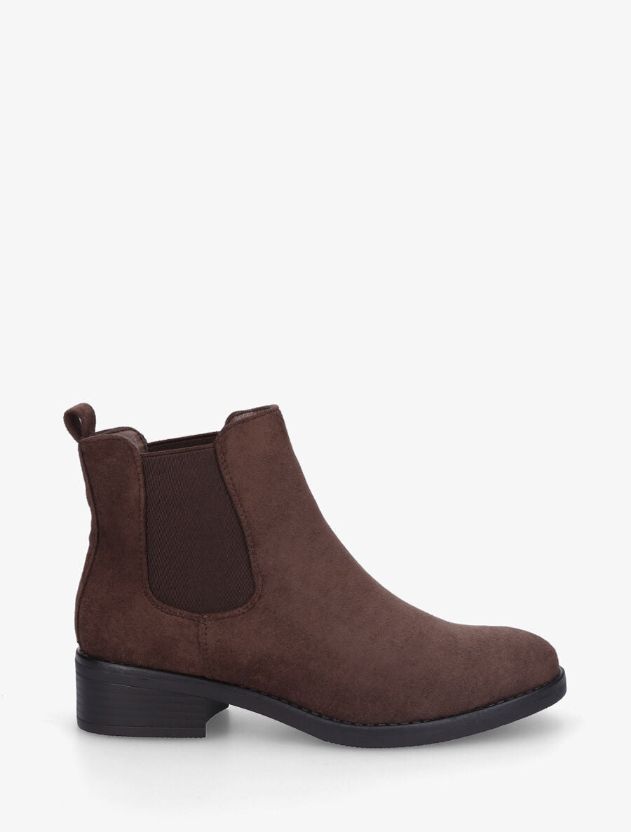 Bottines élastiquées en suédine - Marron - 5
