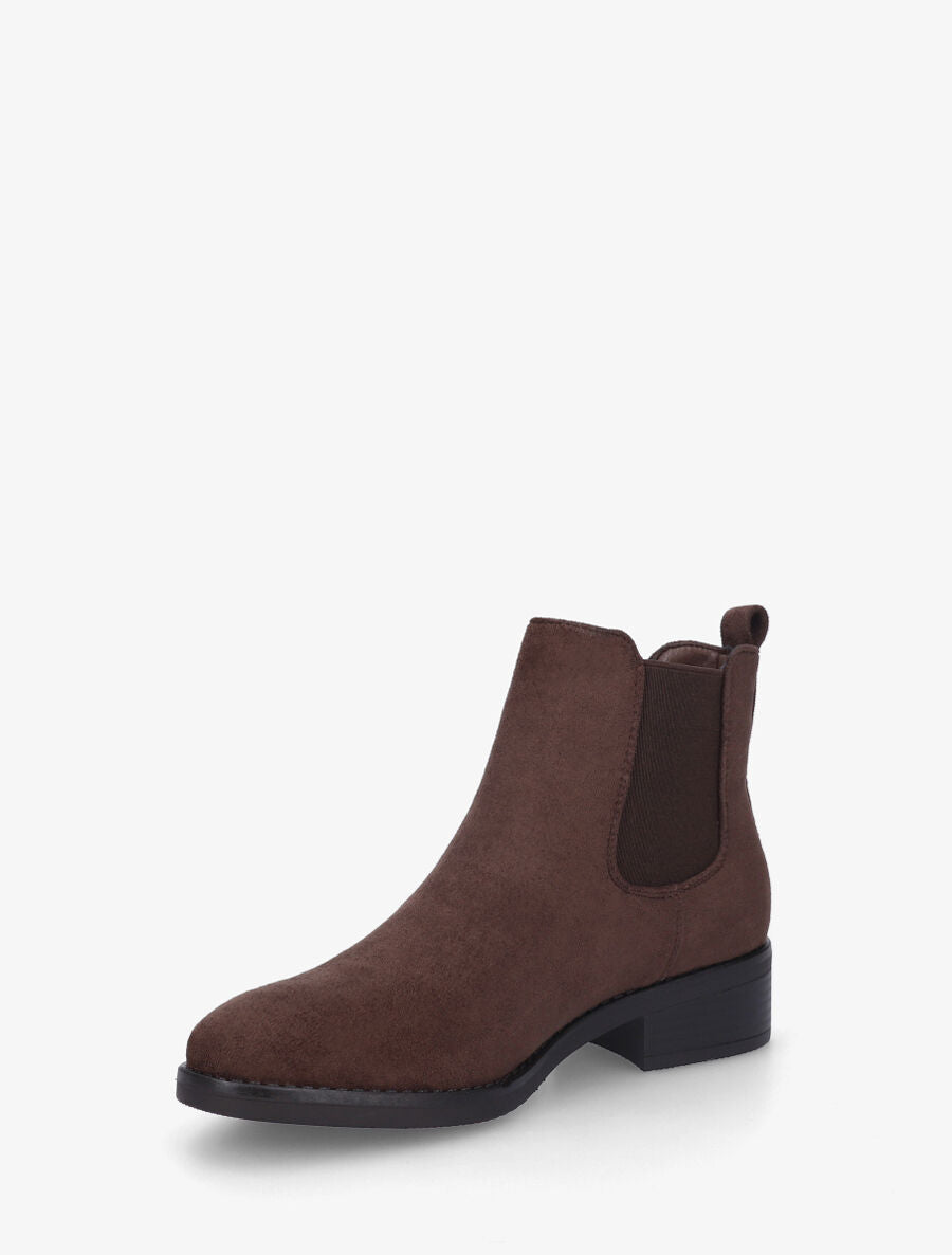 Bottines élastiquées en suédine - Marron - 3