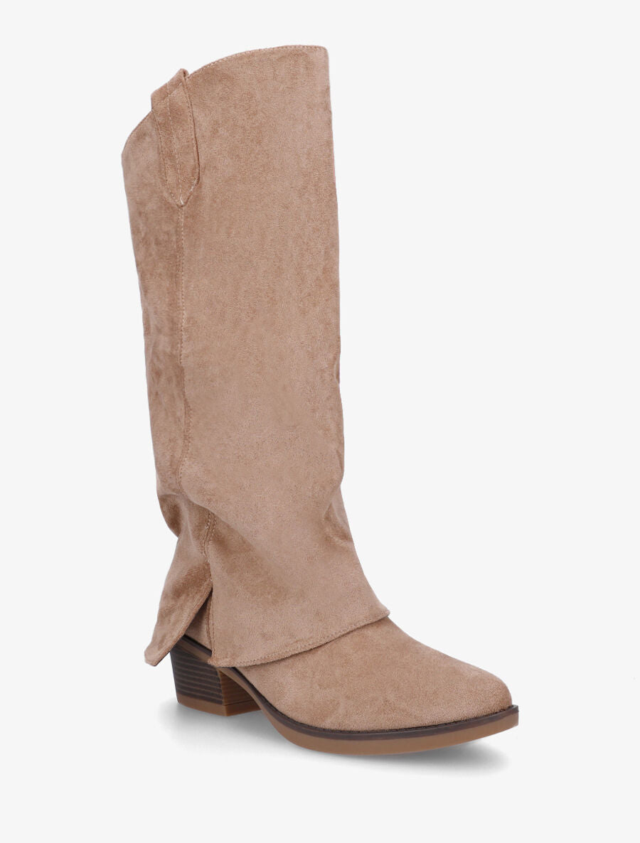 Bottes en suédine à revers - Beige foncé - 2