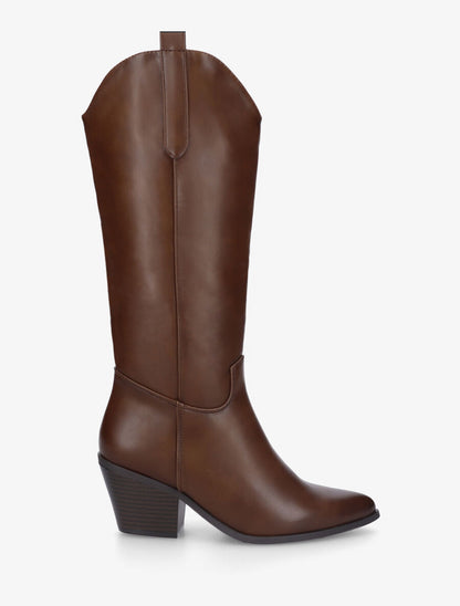 Bottes en simili style santiag - Marron - 5