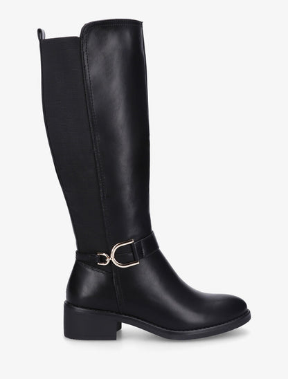 Bottes élastiquées en simili à ceinturon - Noir - 1