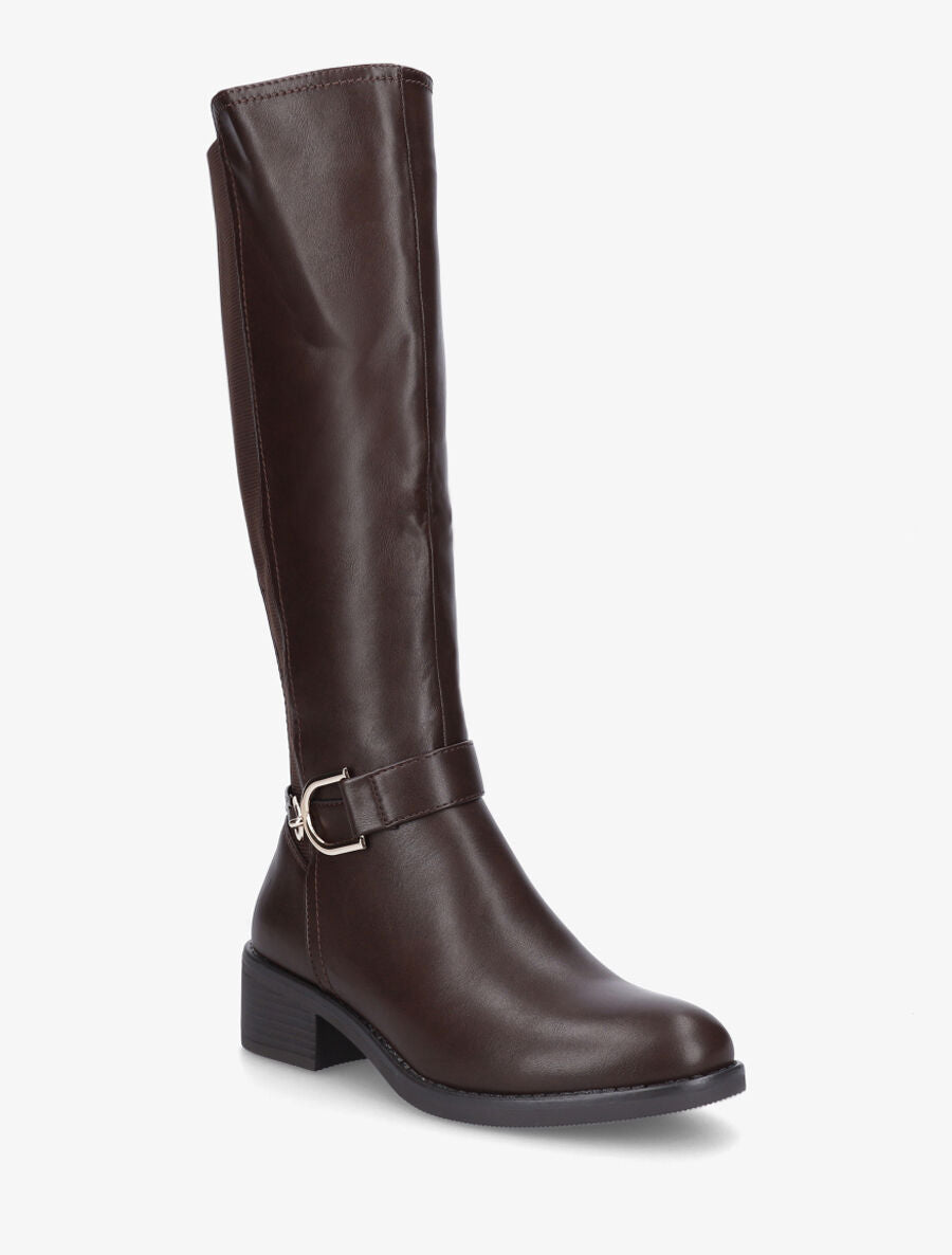 Bottes élastiquées en simili à ceinturon - Marron - 2
