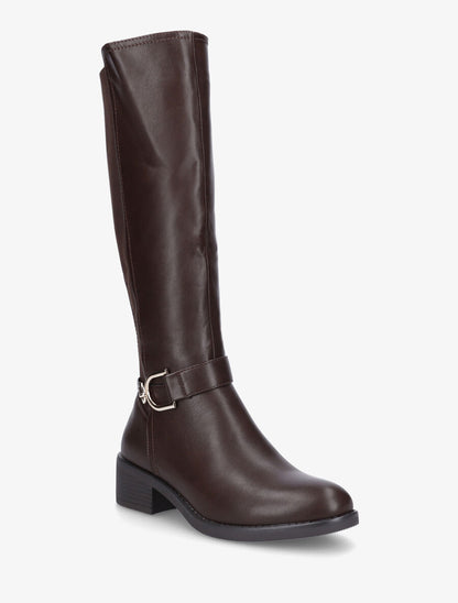Bottes élastiquées en simili à ceinturon - Marron - 2