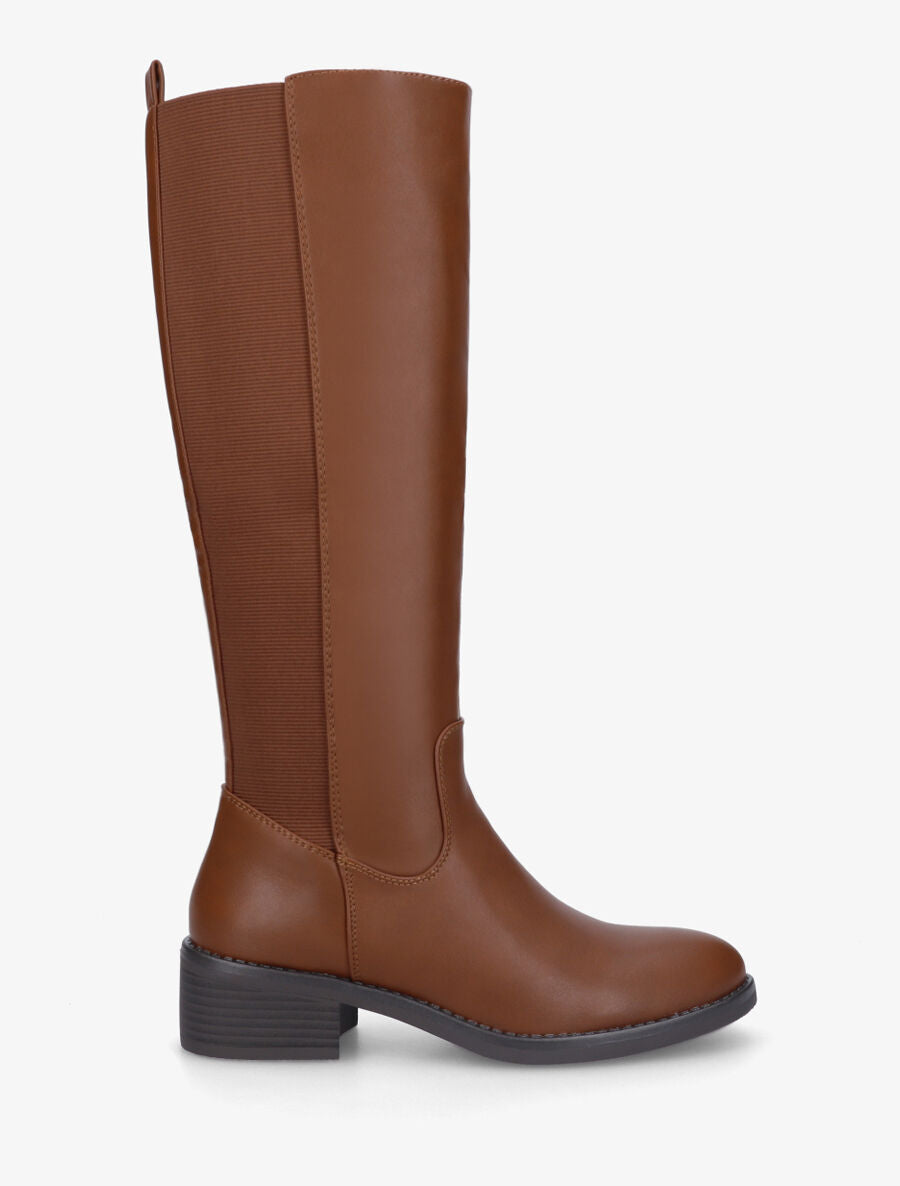 Bottes en simili élastiquées - Camel - 1
