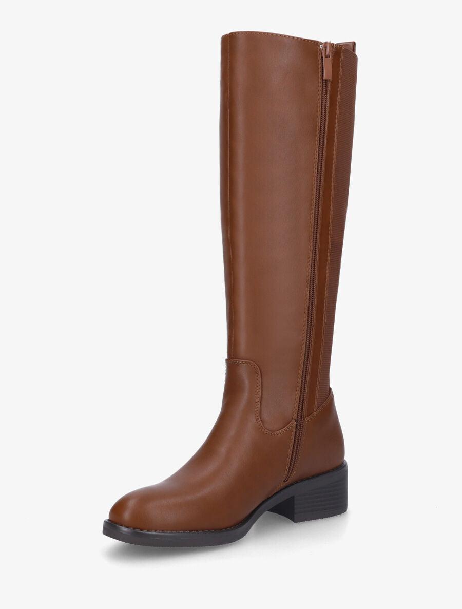 Bottes en simili élastiquées - Camel - 3