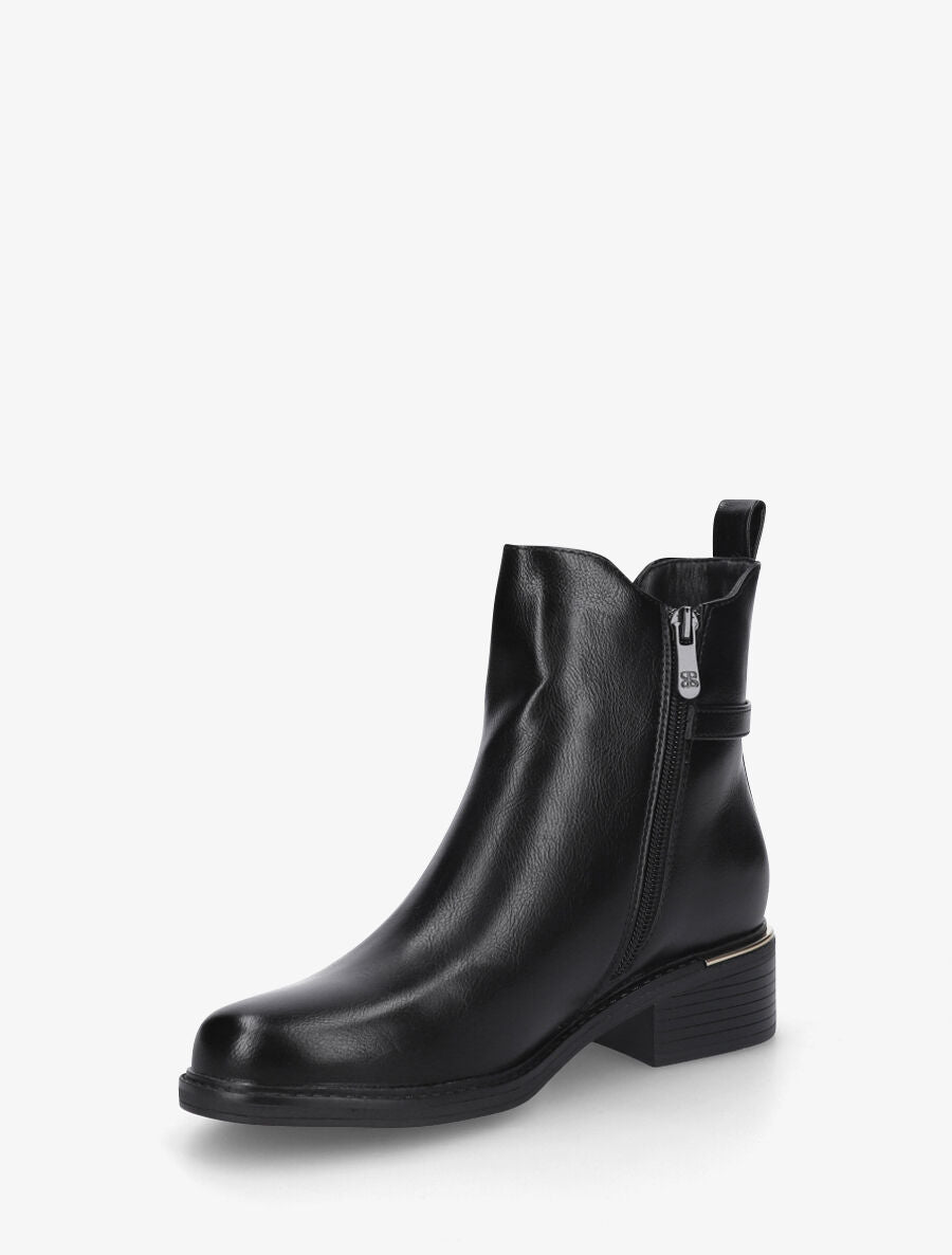 Bottines en simili à boucle - Noir - 3