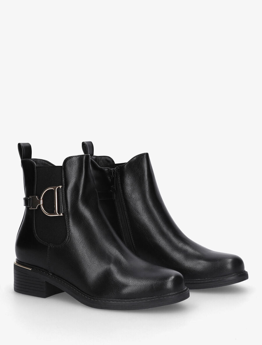 Bottines en simili à boucle - Noir - 4