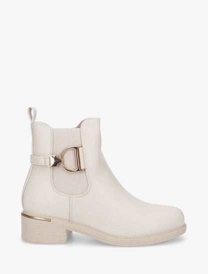 Bottines en simili à boucle - Beige - 5