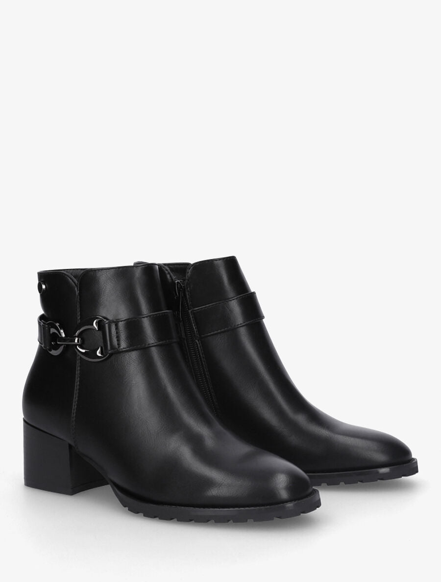 Bottines en simili à talon et boucle - Noir - 4