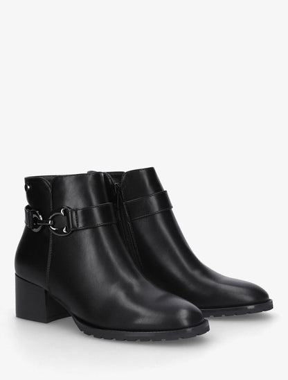 Bottines en simili à talon et boucle - Noir - 4